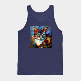 Portrait of a Patchwork Cat Tank Top